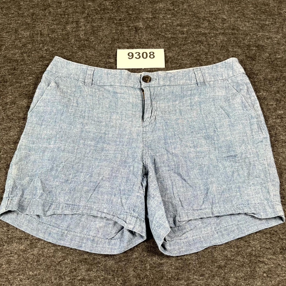 Merona Chino Shorts Womens 6 Blue Cotton Casual Flat Front Summer Comfort